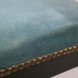 Chair prie-dieu style Napoleon III blackened wood openwork velvet blue