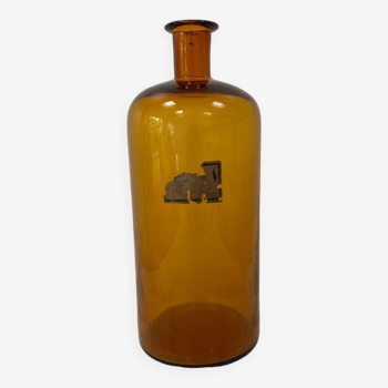 Old 3L apothecary bottle in amber glass early 20th century