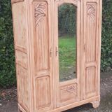 Armoire art déco 3 portes noyer bois brut