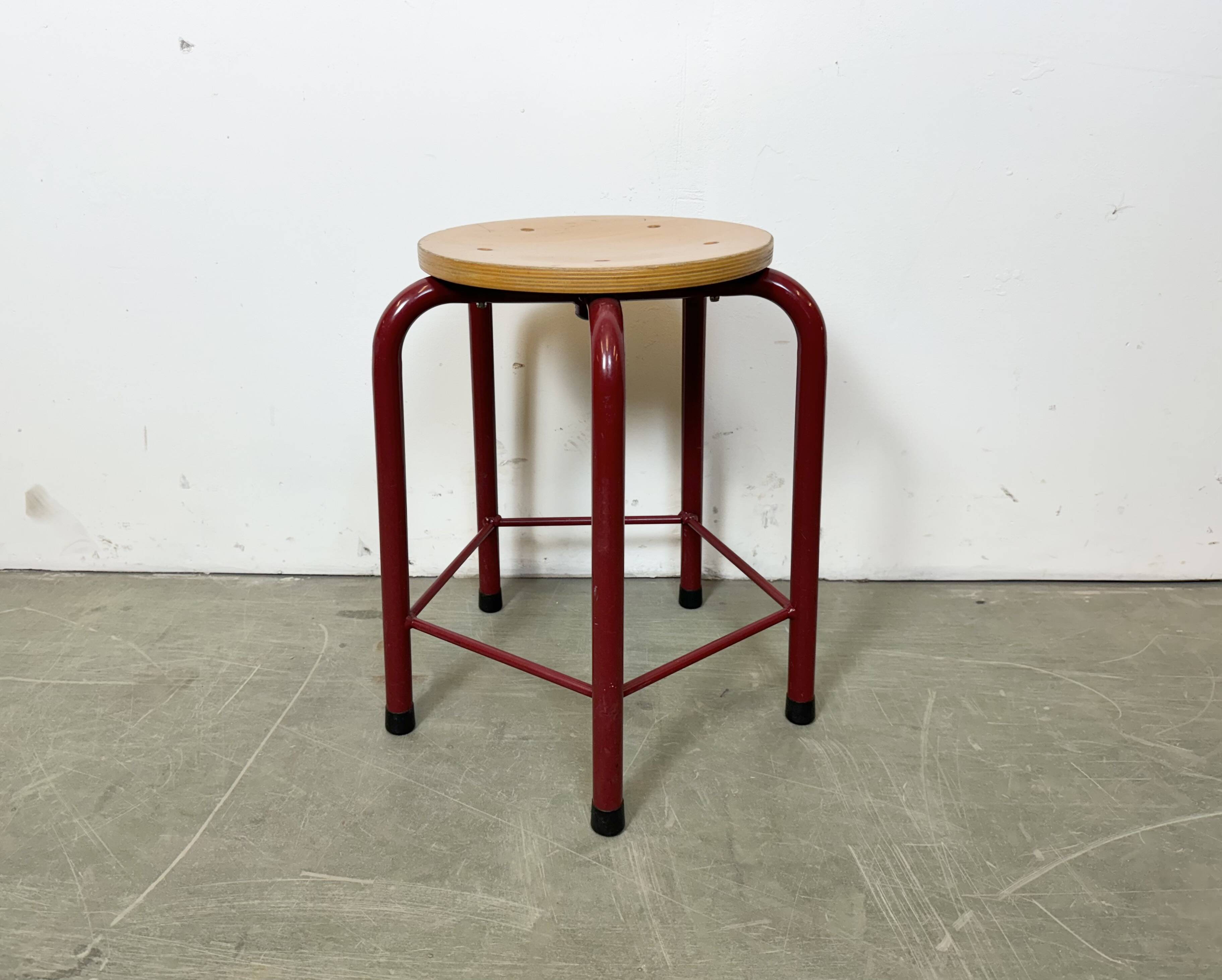 Vintage Industrial School Stool, 1970s