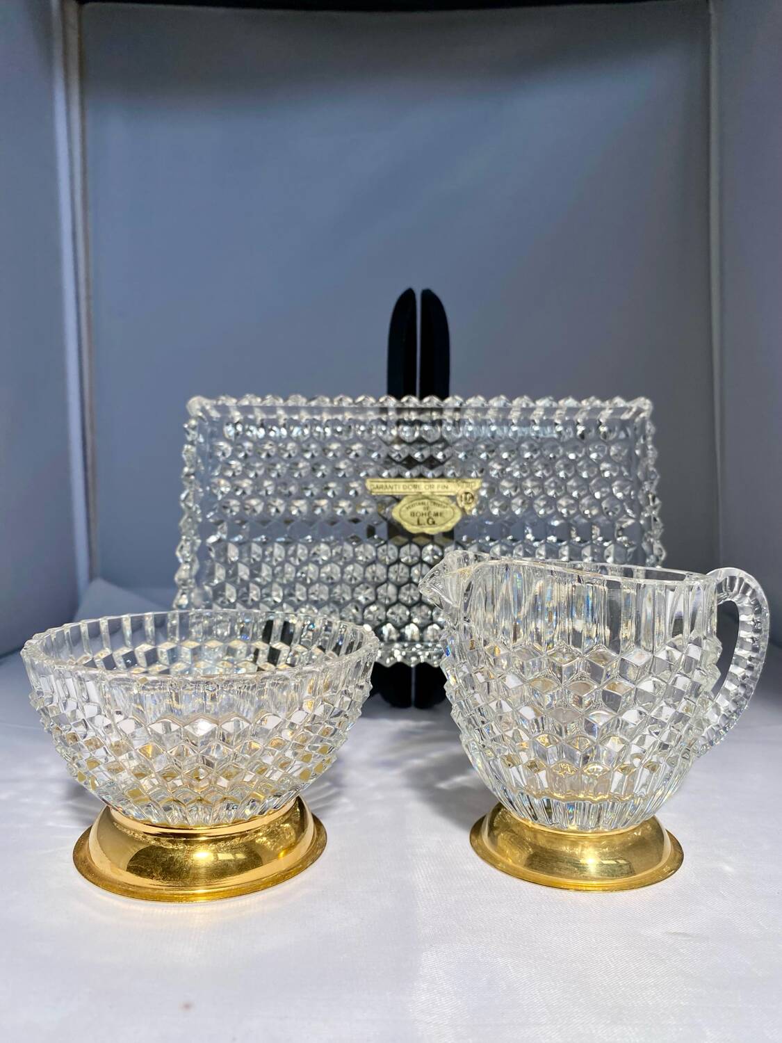 Gold-plated Bohemian crystal coffee set – 1960s/1980s