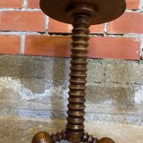 Sellette table appoint brutaliste bois tourné pieds tripodes