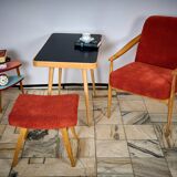 Fauteuil vintage avec repose-pieds Tchécoslovaquie années 1960