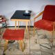 Fauteuil vintage avec repose-pieds Tchécoslovaquie années 1960