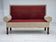 1950s, Danish sofa-daybed, red/beige furniture wool, ash wood legs.