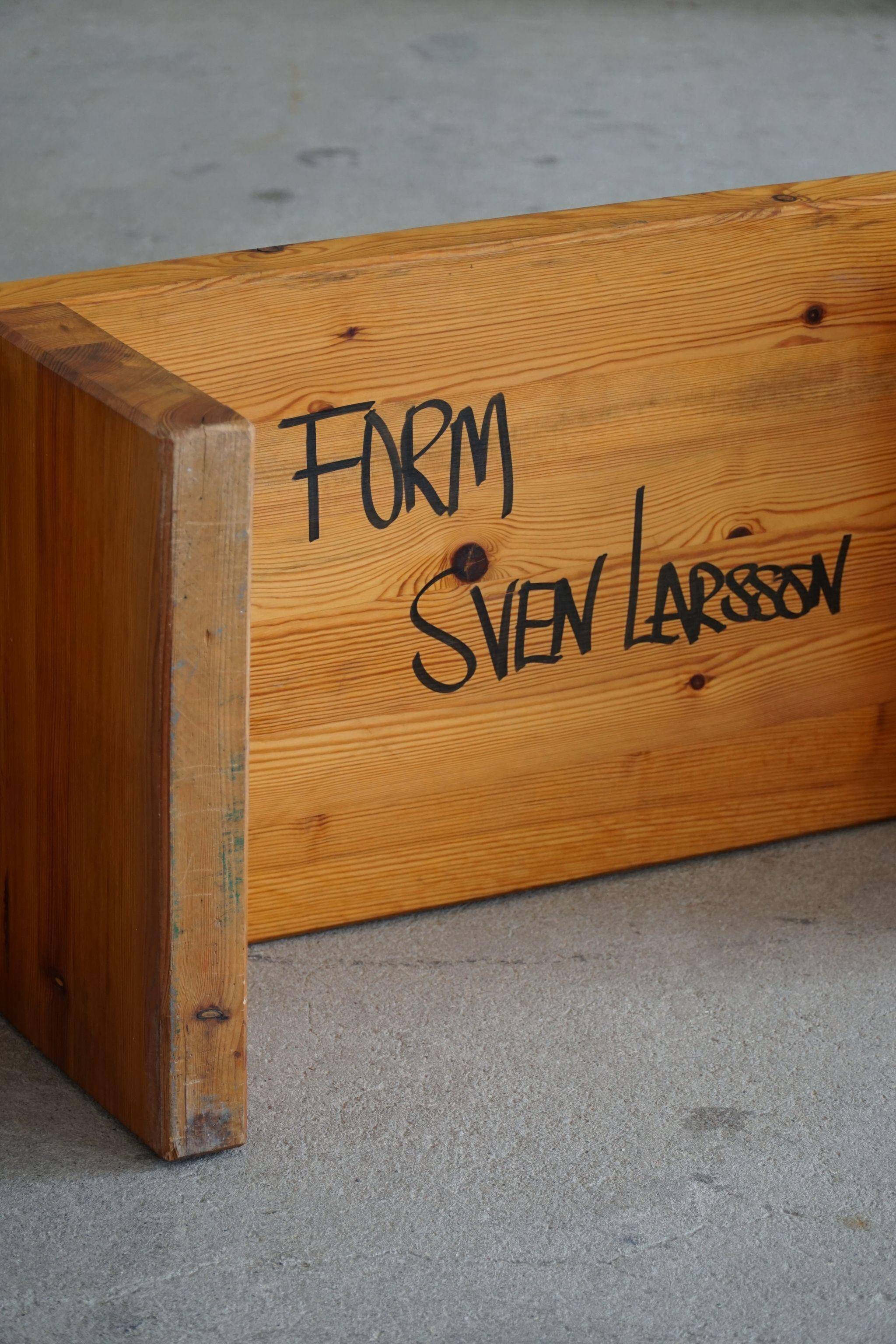 Table basse carrée moderne suédoise en pin massif de Sven Larsson, Brutalist, 1970