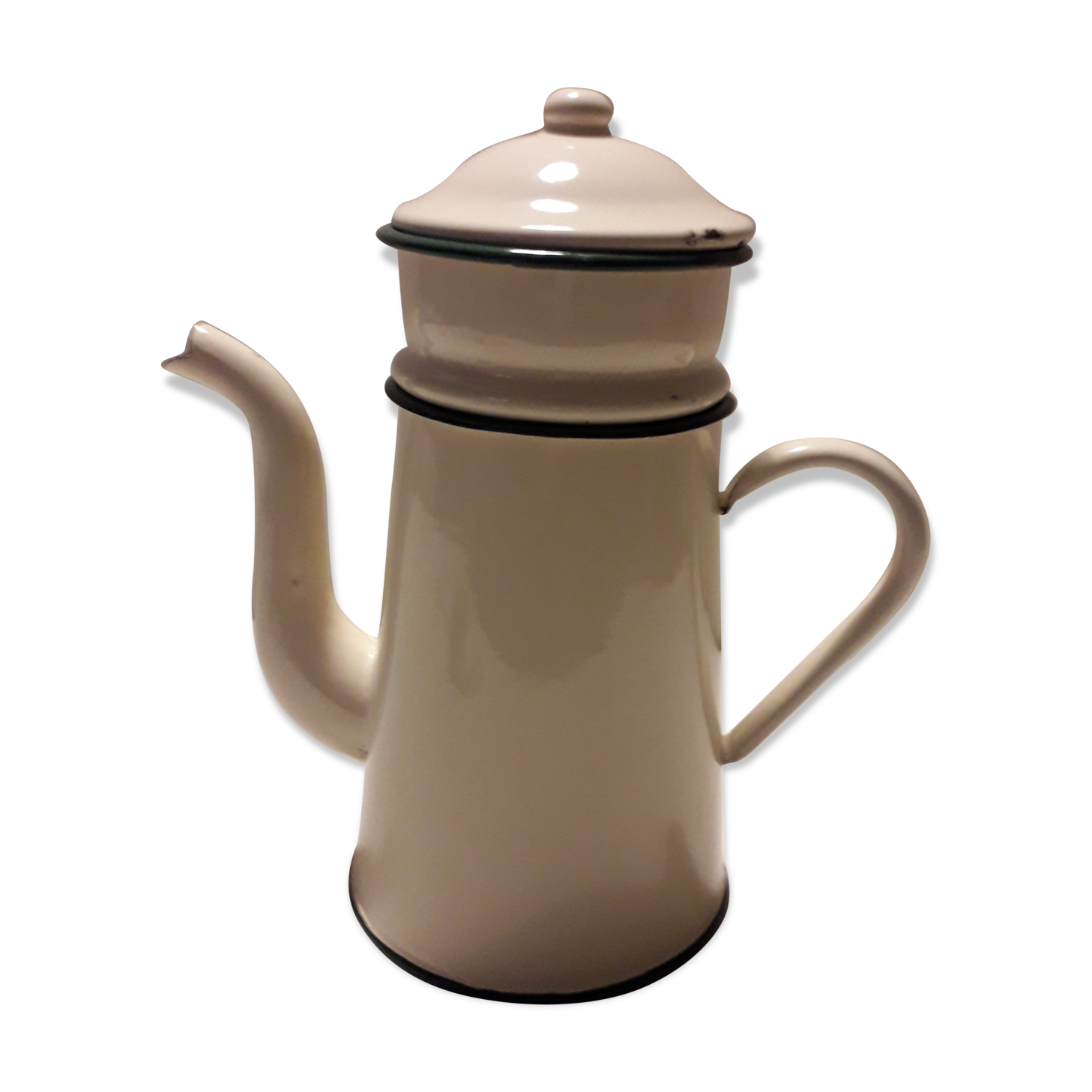 enamelled coffee maker ecru and green