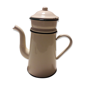 enamelled coffee maker ecru and green