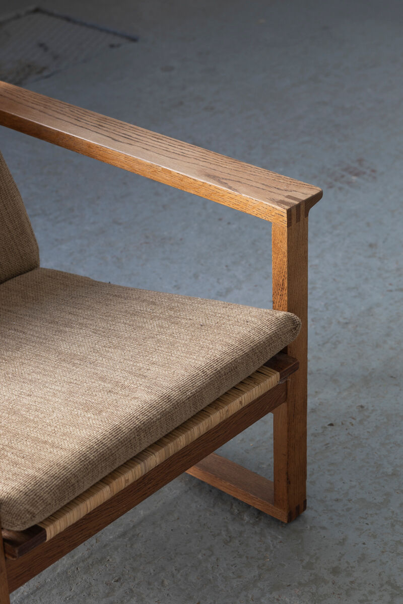 Set of 2 lounge chairs and one footrest by Borge Mogensen for Fredericia Denmark 1960’s