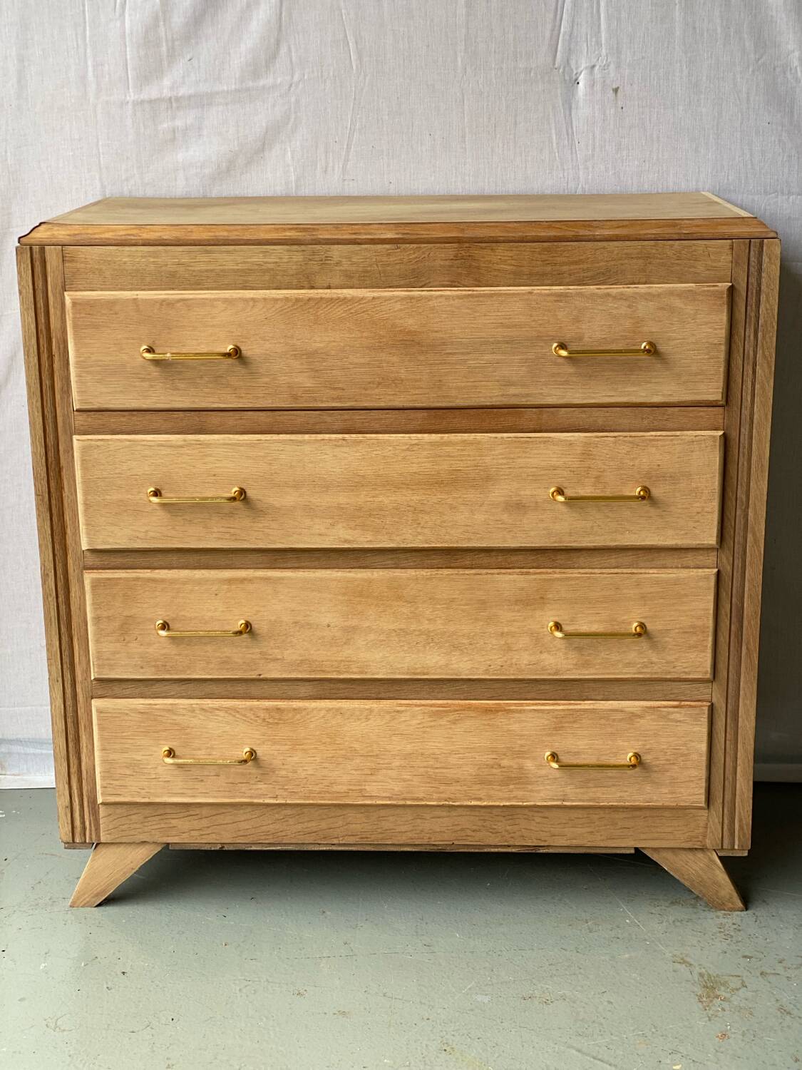 Commode art déco vintage 4 tiroirs rénovée en bois brut