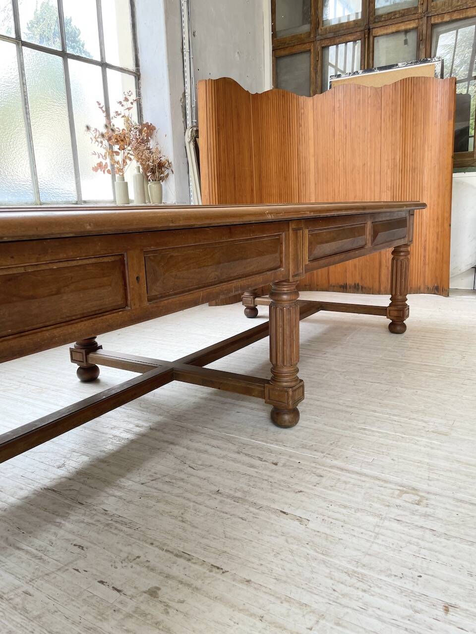 Solid walnut farmhouse castle table 1900 XXL