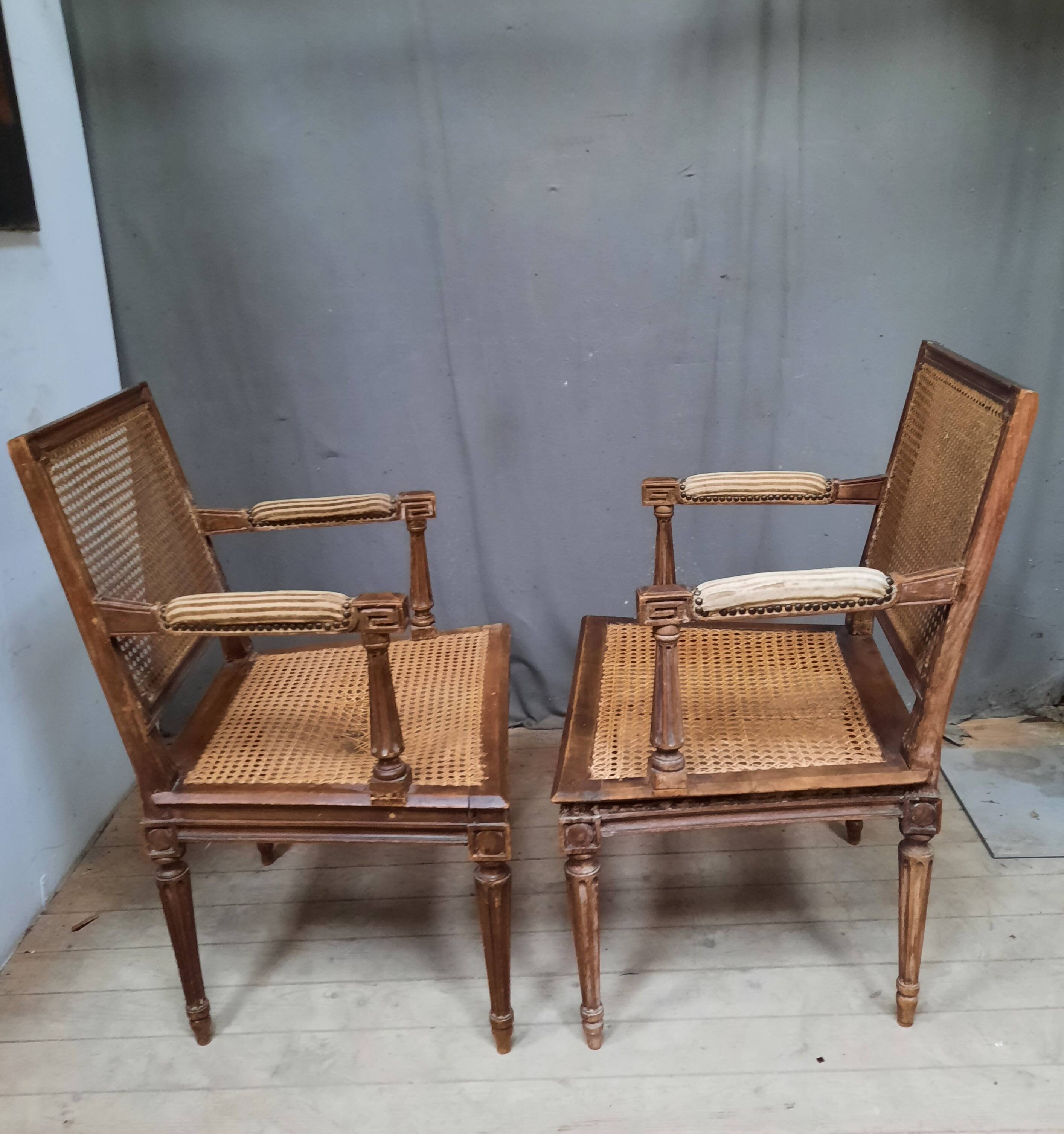 Pair of cane armchairs from the Louis XVI style