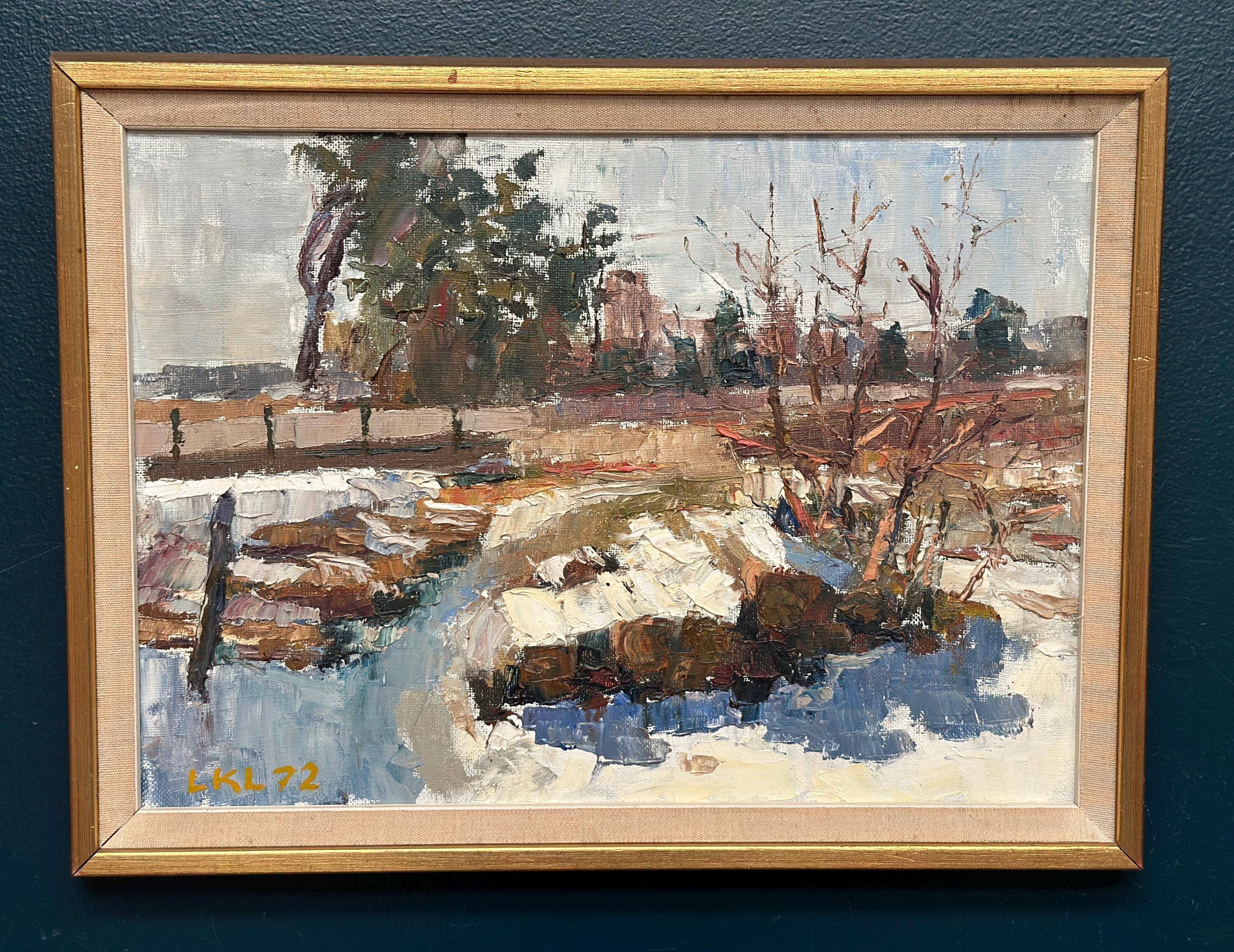 Original Mid Century Swedish Oil On Canvas – “Vinterdag” – Vintage & Framed
