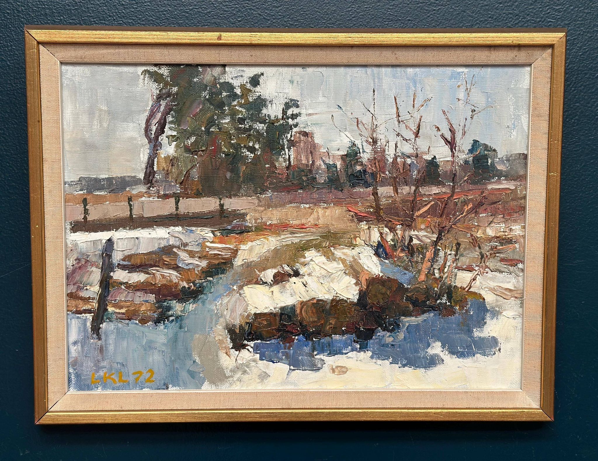 Original Mid Century Swedish Oil On Canvas – “Vinterdag” – Vintage & Framed