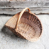 Old basket with logs in light wicker