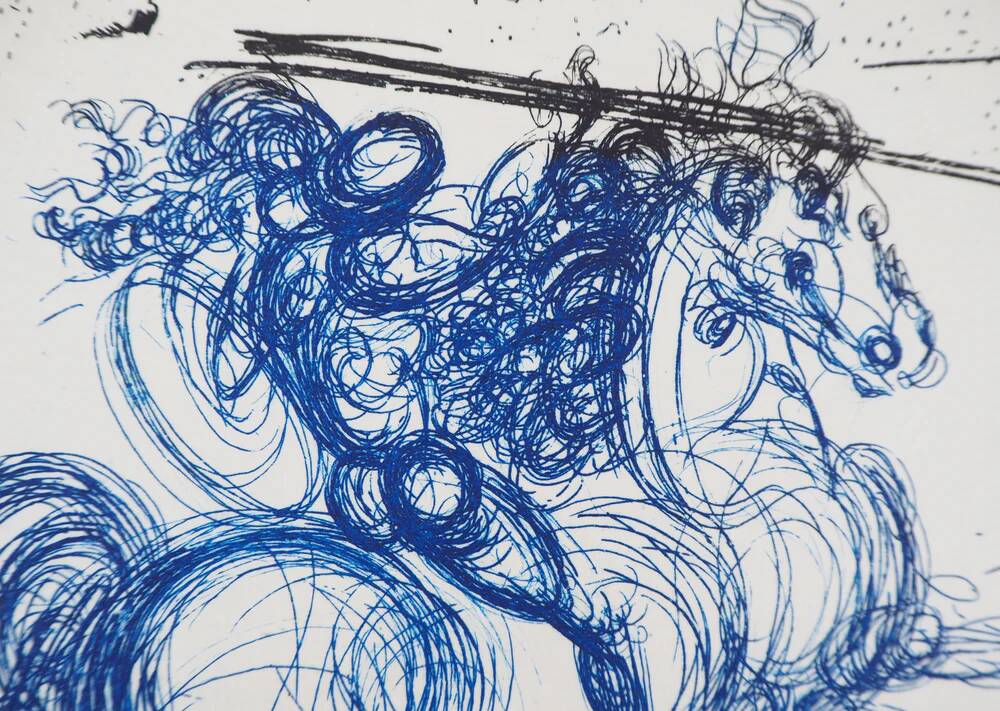 Salvador Dali: The Blue Riders, Original signed etching