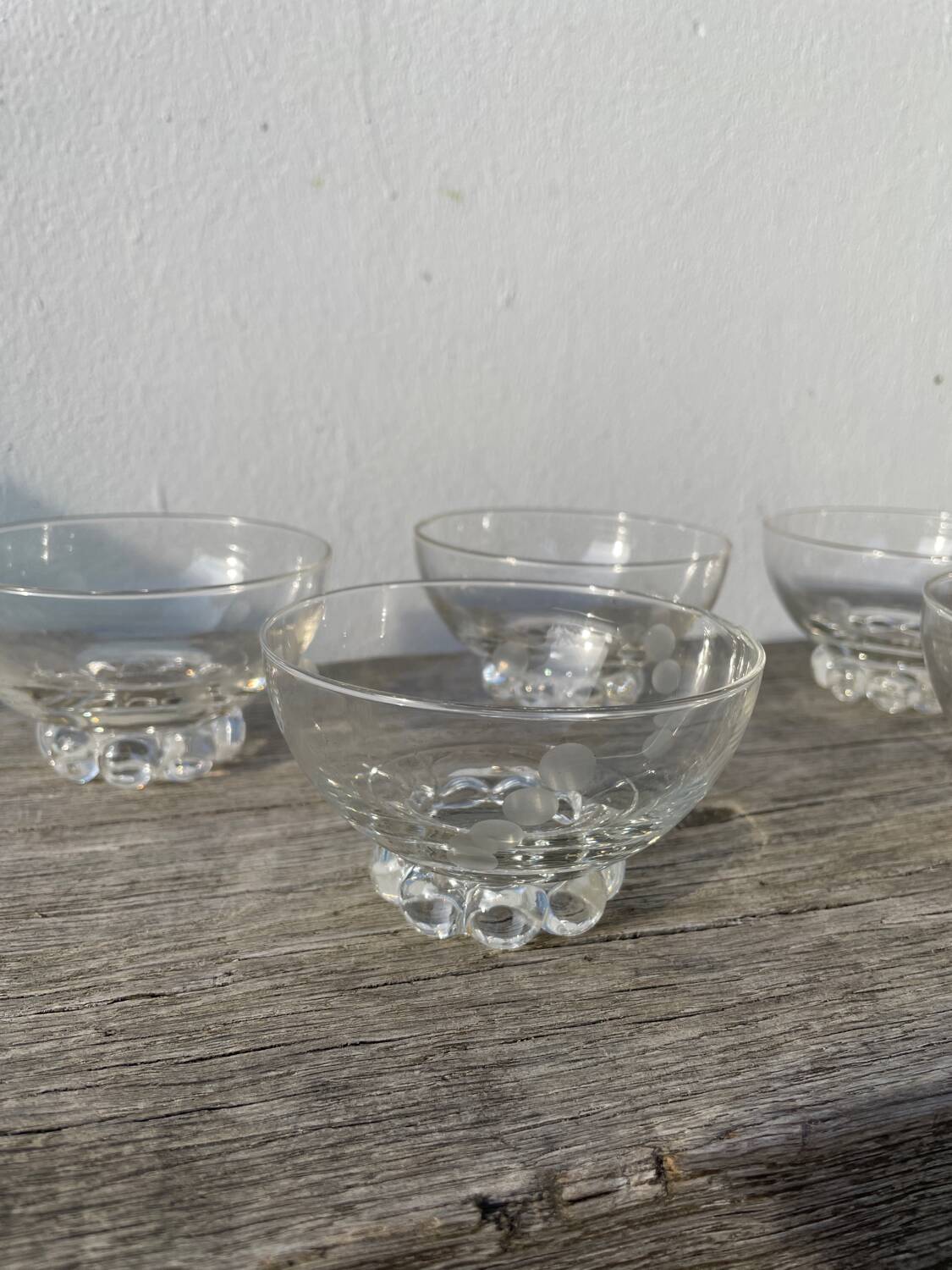 5 small ramekins in beaded and polka dot glass