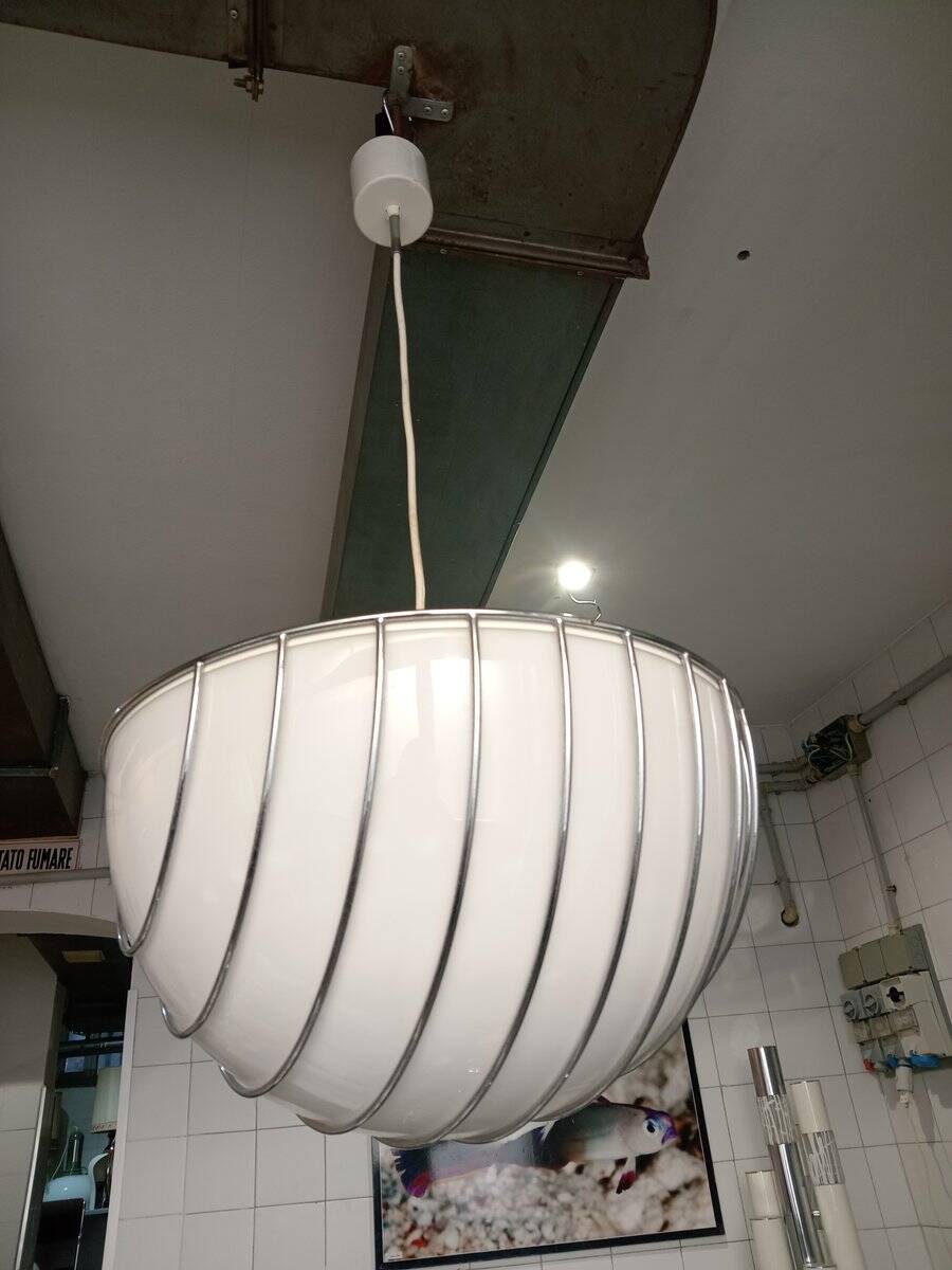 Cage pendant lamp by Adalberto Dal Lago for Esperia, 1970s