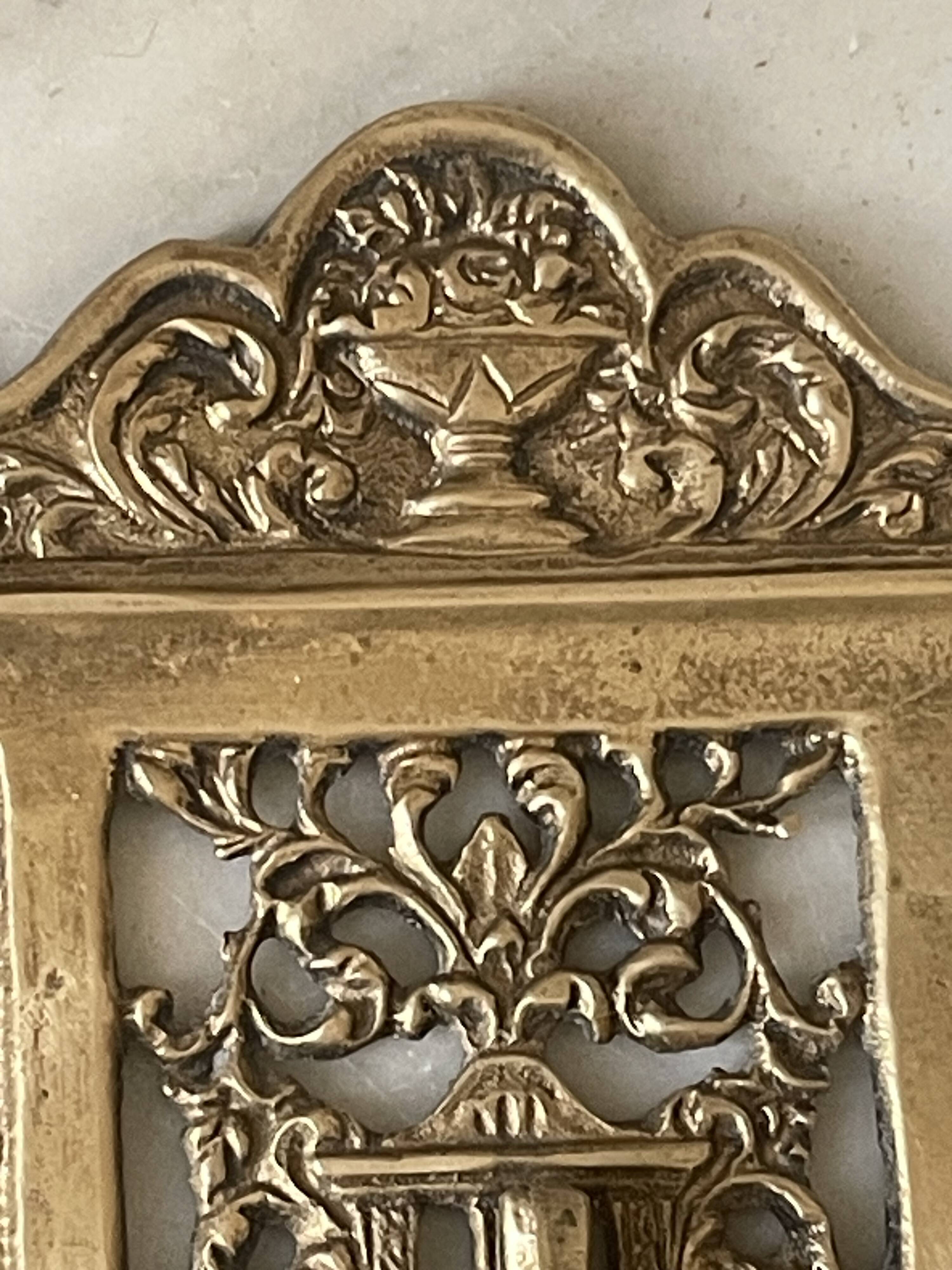 pair of Gothic decorative bookends in brass 1920