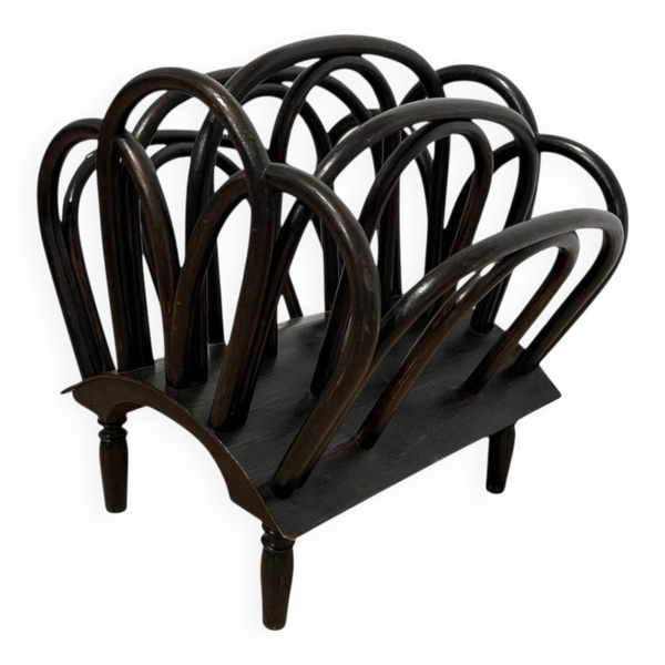 Porte-revue en hêtre teinté en bois cintré de Thonet, Autriche, années 1900.