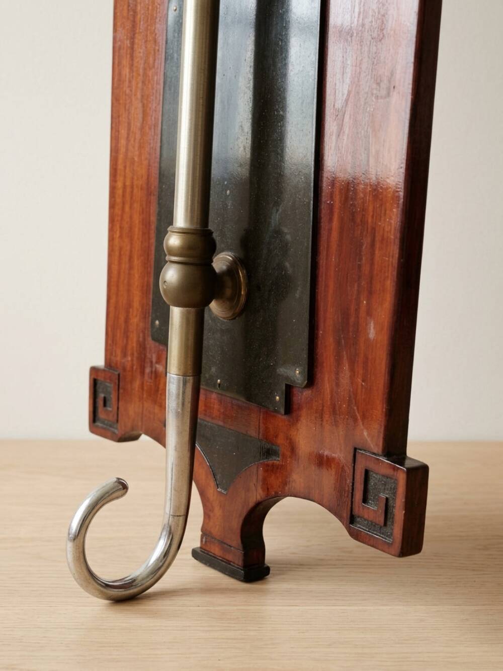 Vintage coat rack mid-century wooden rack with metal hooks, 55 × 40 × 92 cm
