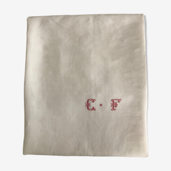 Nappe de vigneron, monogramme et liteaux