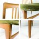 Lot de 6 chaises rembourrées Benze Mid Century avec entretoises en bois vert Design danois vintage des années 70