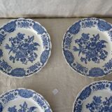 5 flat plates Ridgway Staffordshire Windsor blue bird flower