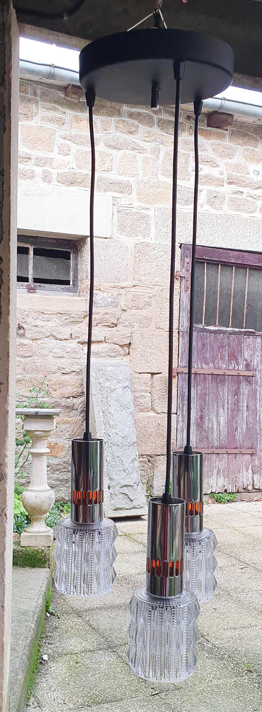 Raak waterfall suspension, Amsterdam, chrome and glass, 70s