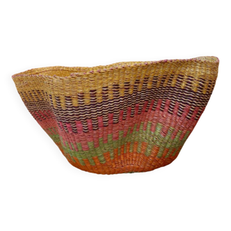 Bolga Decorative Basket - Colorful Handmade Hanging Basket
