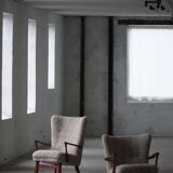 Viggo Boesen, Lounge Chair in Oak and Sheepskin Shearling, Modern Danish, 1950s