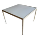 White Enameled Steel Top & Cast-Aluminum Knoll Outdoor Table — 1960s Modernist First Edition