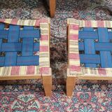 Vintage oak 2 seater bench and footrest