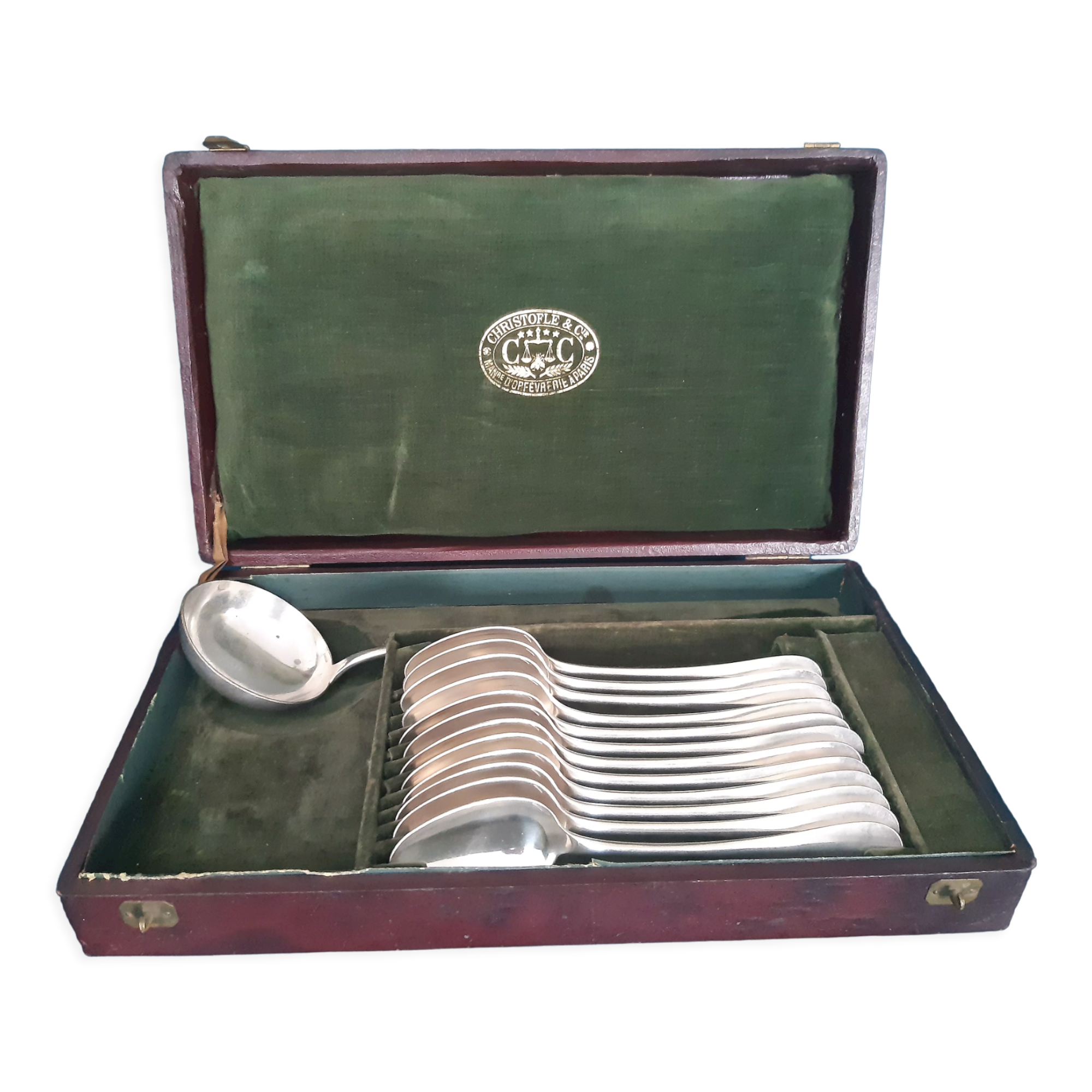 Cutlery set  christofle silver metal with punches