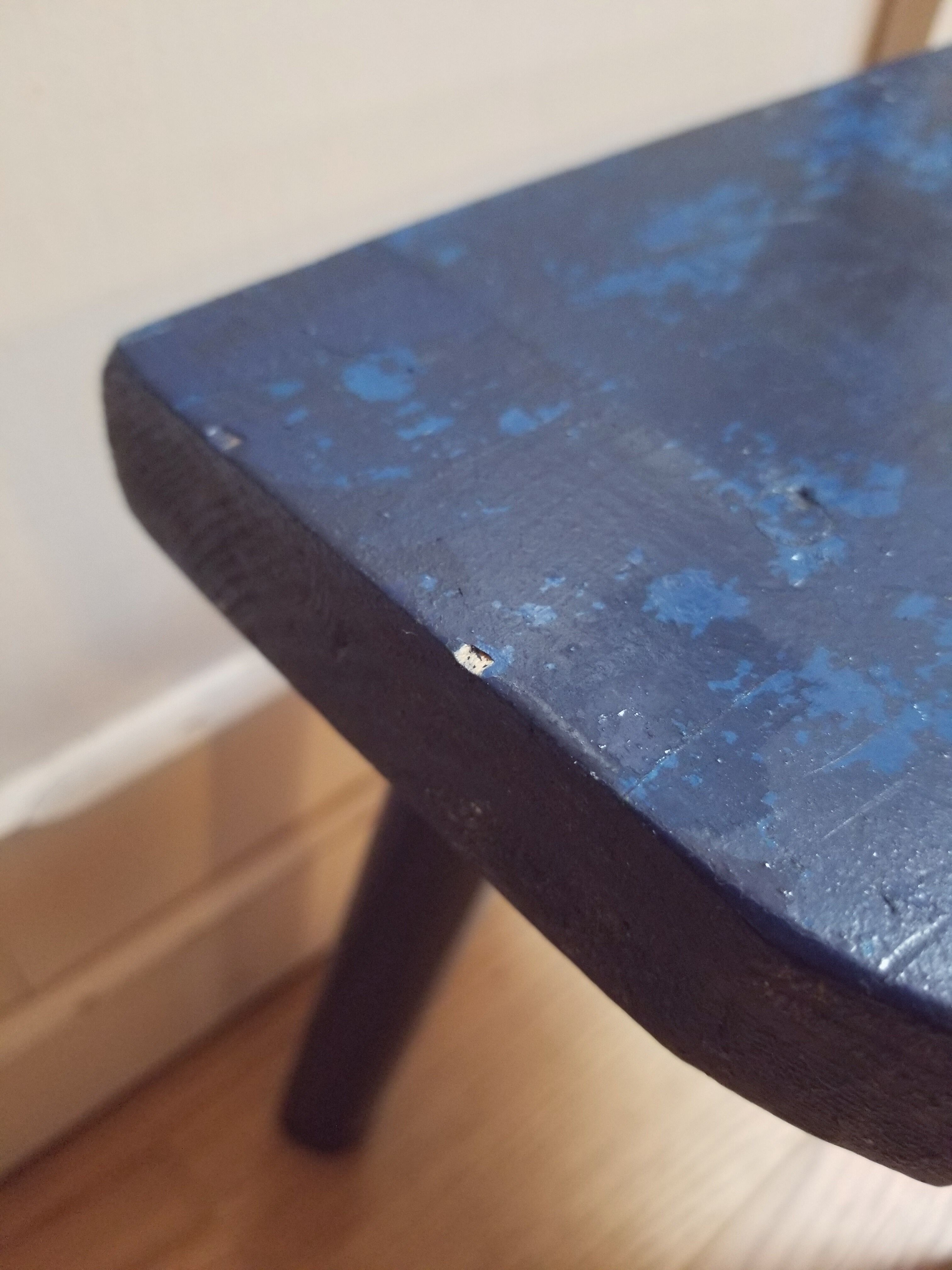 Blue milking stools