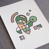 Illustration - Abstract geometric graphic colorful A3 poster numbered #007