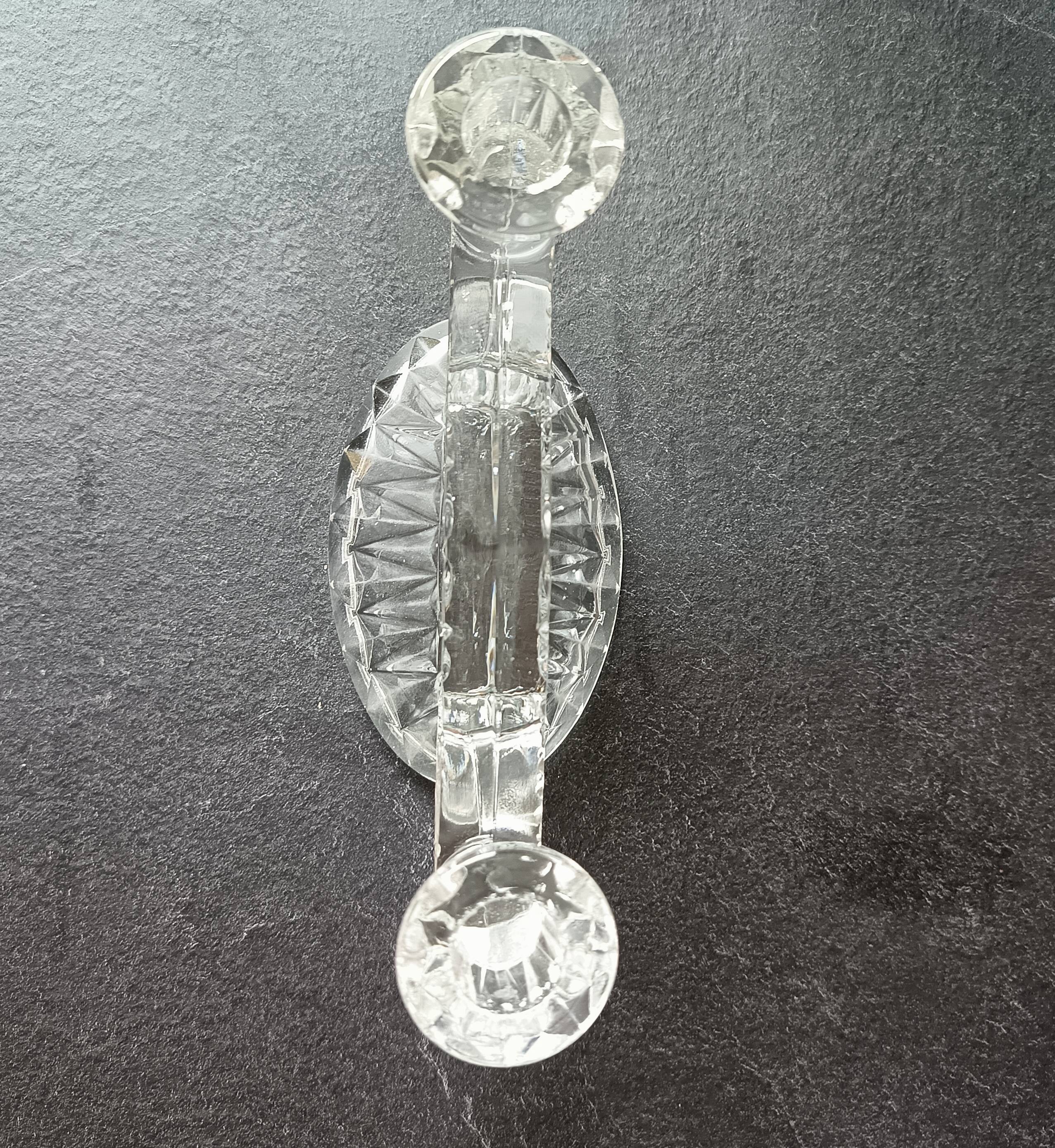 Pair of vintage clear glass candelabras, 2 branches, 1960s