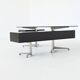 Bureau d'angle exécutif Abbondinterni en acajou et verre, Italie, 1970