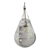 Vintage water drop light fixture - clear glass and steel