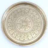 Moroccan brass tray from the 40s, diameter 41 cm