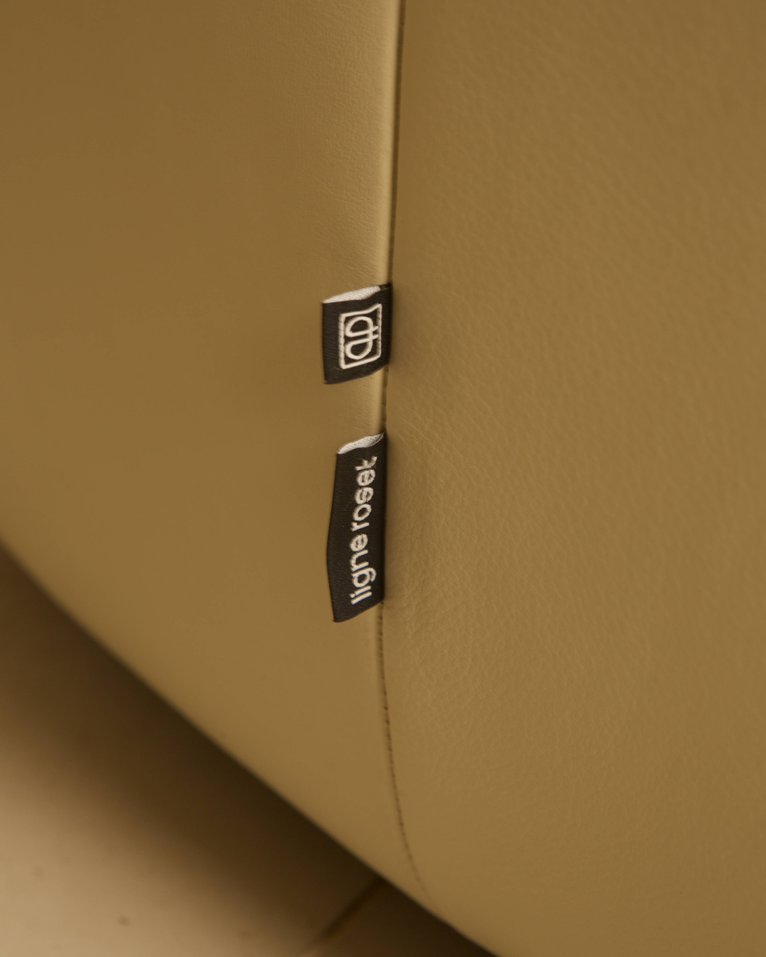 "Pumpkin" armchair set and its cream leather ottoman by Pierre Paulin