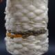 Pair of bedside lamps in stoneware and wool lampshades - Vintage around 1970
