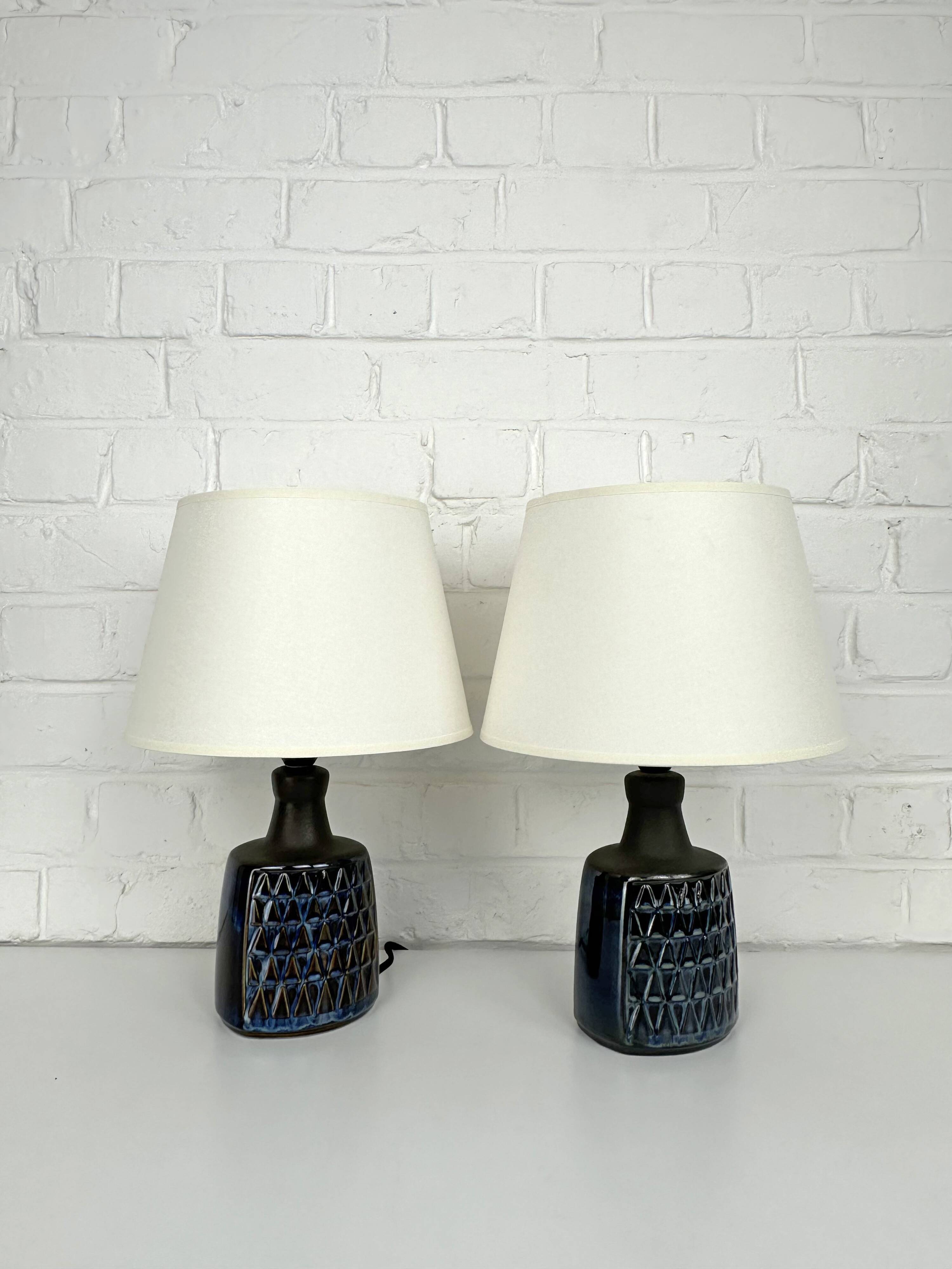 Paire de petites lampes en grès bleu Søholm par Einar Johansen Danemark