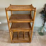 Rattan and cane shelf