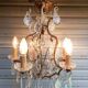 Rare antique brass and crystal cage chandelier with 5 lights from the 20th century - CONDITION OF THE MARKET GAU?