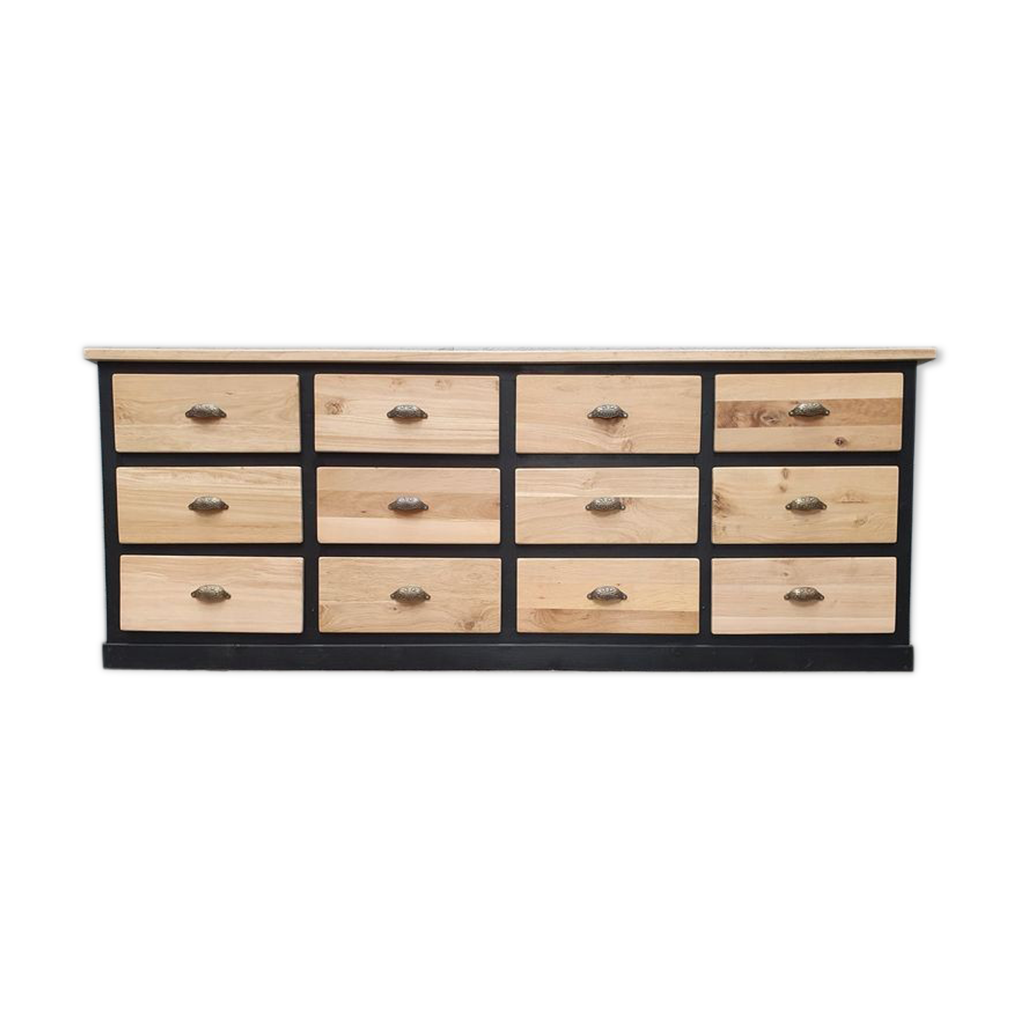 Old craft furniture with drawers façade and oak top