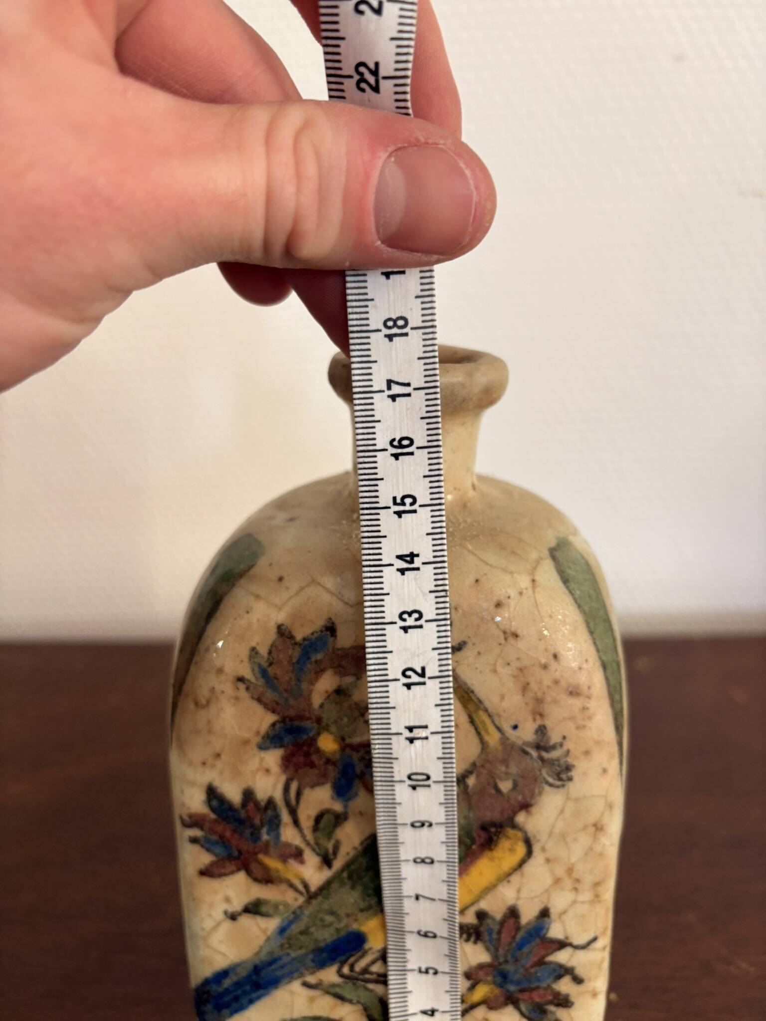 Ancient triangular vase perfume bottle Kohl Persian Qajar Iran Cavalier Gul O