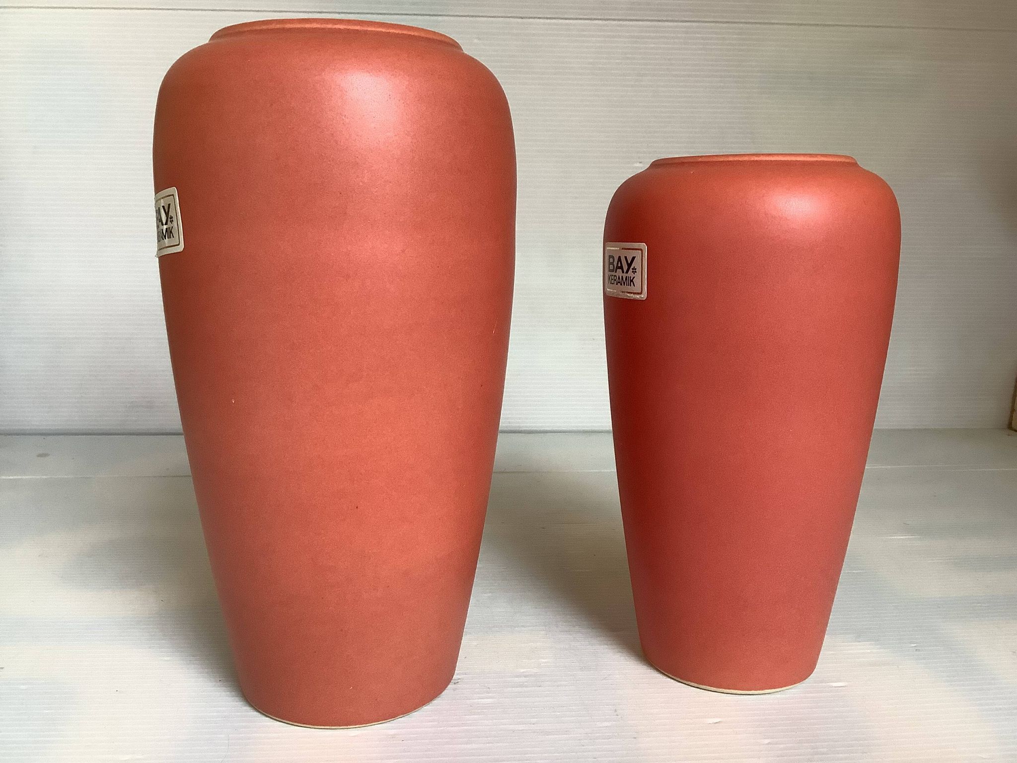 Pair of asymmetrical coral vases Bay Germany