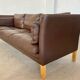 MID CENTURY VINTAGE DANISH MOGENS HANSEN 3 PERSON SOFA IN COCO BROWN LEATHE