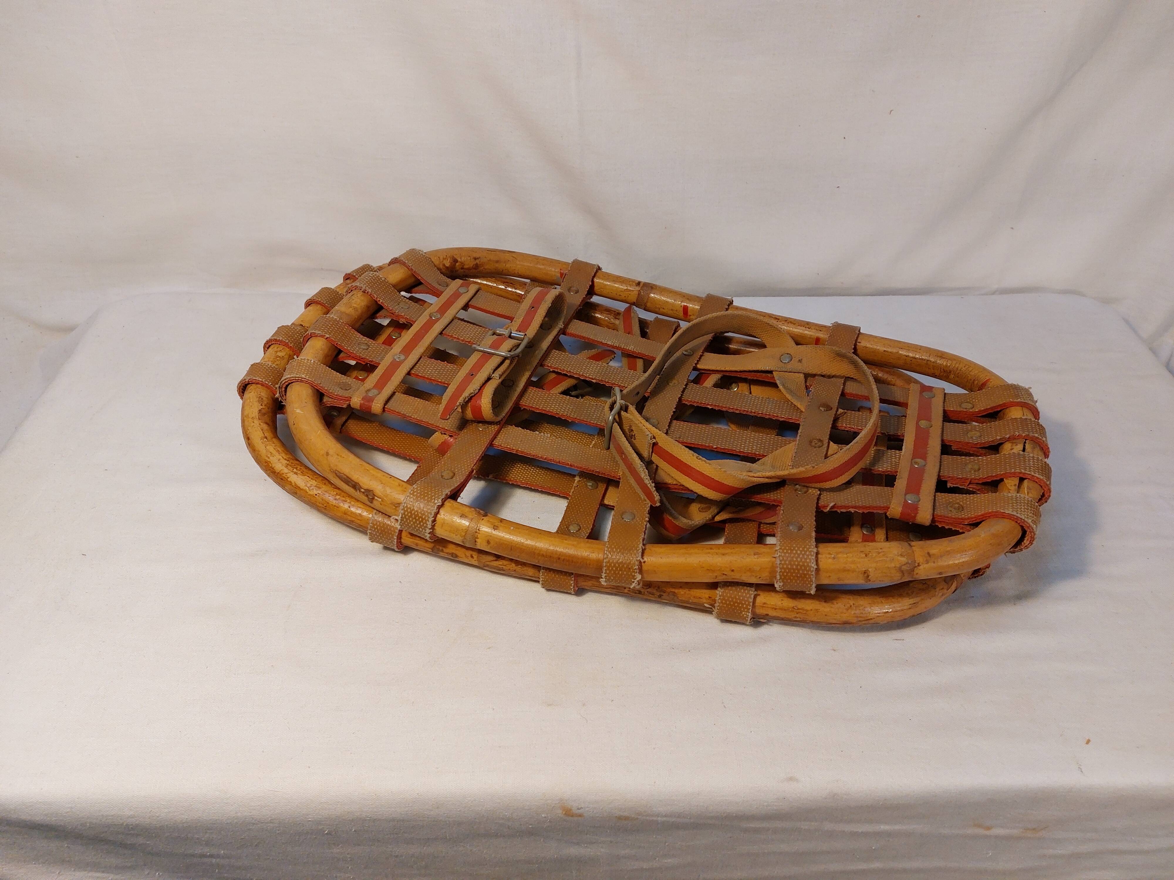 Pair of vintage bamboo snowshoes